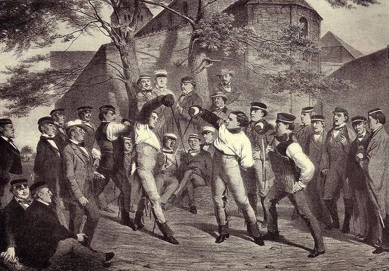 Paukerei Teutonia c/a Starkenburgia auf dem Schiffenberg, 1855/56